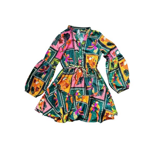 Live 4 Truth Dresses & Skirts - LIVE 4 TRUTH Tropical Boho Parrot Patchwork Mini Dress Size Small NWT